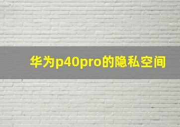 华为p40pro的隐私空间