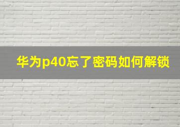 华为p40忘了密码如何解锁