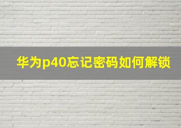 华为p40忘记密码如何解锁