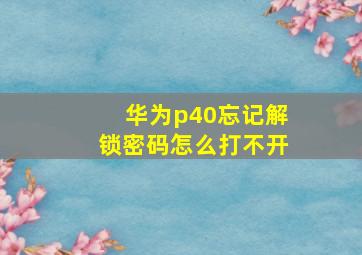 华为p40忘记解锁密码怎么打不开