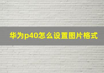 华为p40怎么设置图片格式