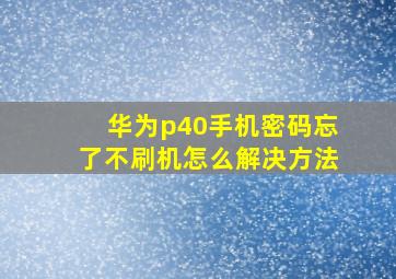 华为p40手机密码忘了不刷机怎么解决方法