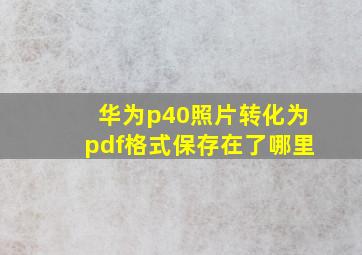 华为p40照片转化为pdf格式保存在了哪里