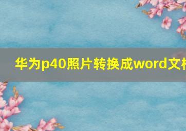 华为p40照片转换成word文档