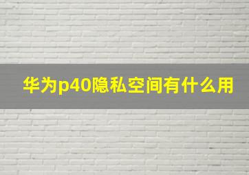 华为p40隐私空间有什么用