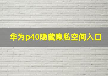 华为p40隐藏隐私空间入口