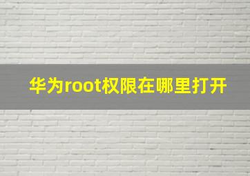 华为root权限在哪里打开