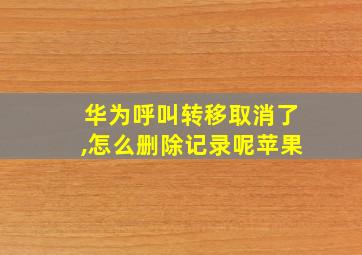 华为呼叫转移取消了,怎么删除记录呢苹果