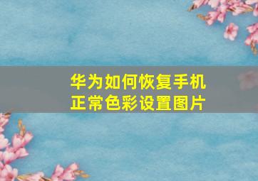 华为如何恢复手机正常色彩设置图片