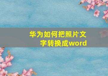 华为如何把照片文字转换成word