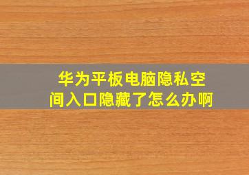 华为平板电脑隐私空间入口隐藏了怎么办啊