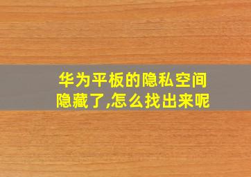 华为平板的隐私空间隐藏了,怎么找出来呢