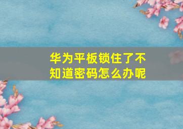 华为平板锁住了不知道密码怎么办呢