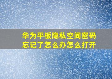 华为平板隐私空间密码忘记了怎么办怎么打开