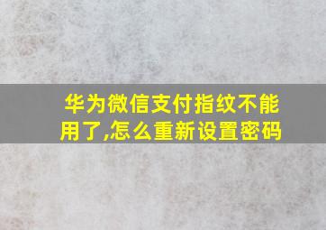 华为微信支付指纹不能用了,怎么重新设置密码