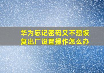 华为忘记密码又不想恢复出厂设置操作怎么办