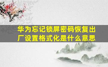 华为忘记锁屏密码恢复出厂设置格式化是什么意思