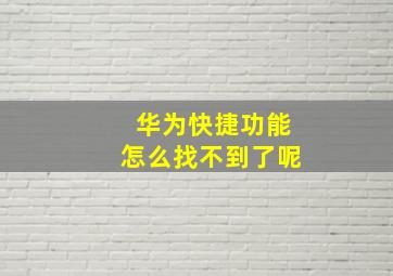 华为快捷功能怎么找不到了呢