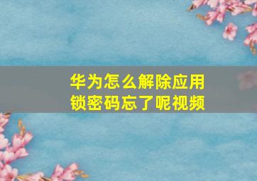 华为怎么解除应用锁密码忘了呢视频