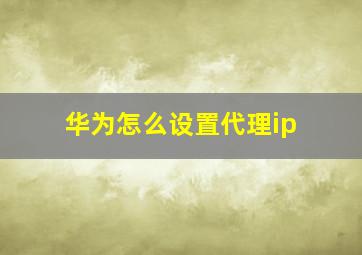 华为怎么设置代理ip