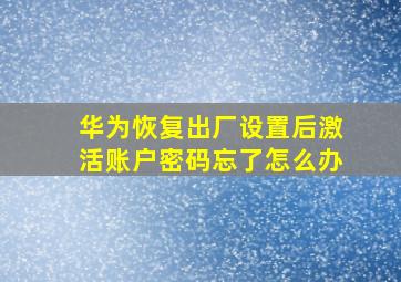 华为恢复出厂设置后激活账户密码忘了怎么办