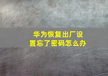 华为恢复出厂设置忘了密码怎么办