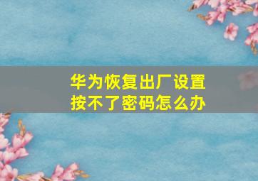 华为恢复出厂设置按不了密码怎么办