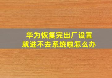 华为恢复完出厂设置就进不去系统啦怎么办