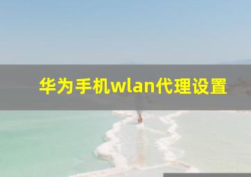 华为手机wlan代理设置