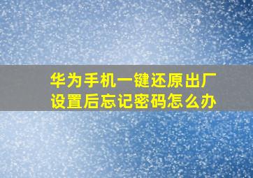 华为手机一键还原出厂设置后忘记密码怎么办