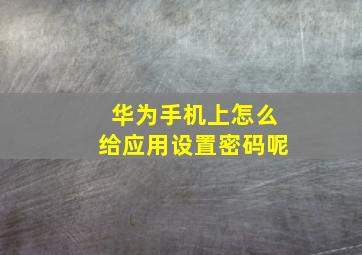 华为手机上怎么给应用设置密码呢