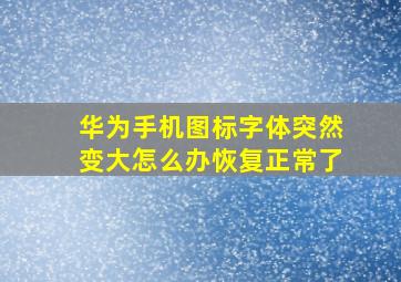 华为手机图标字体突然变大怎么办恢复正常了