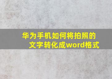 华为手机如何将拍照的文字转化成word格式