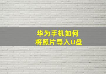 华为手机如何将照片导入U盘