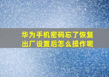 华为手机密码忘了恢复出厂设置后怎么操作呢