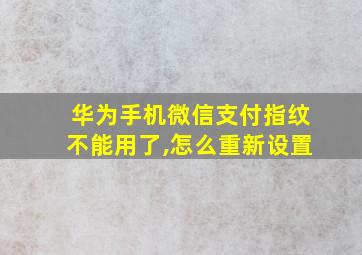 华为手机微信支付指纹不能用了,怎么重新设置