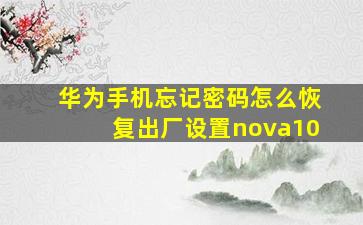 华为手机忘记密码怎么恢复出厂设置nova10