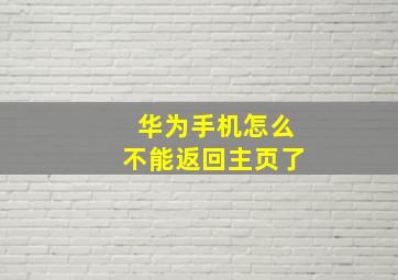 华为手机怎么不能返回主页了