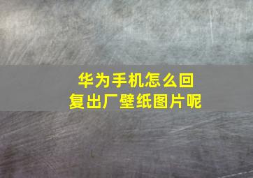 华为手机怎么回复出厂壁纸图片呢