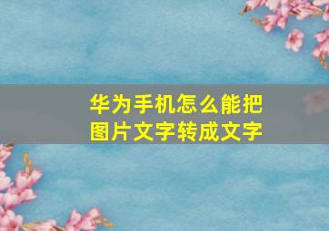 华为手机怎么能把图片文字转成文字