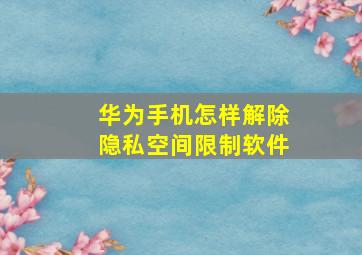 华为手机怎样解除隐私空间限制软件