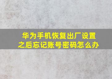 华为手机恢复出厂设置之后忘记账号密码怎么办