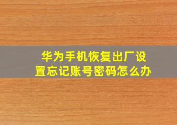 华为手机恢复出厂设置忘记账号密码怎么办