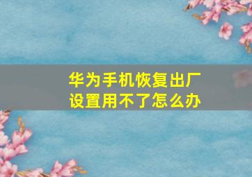 华为手机恢复出厂设置用不了怎么办