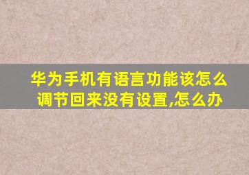 华为手机有语言功能该怎么调节回来没有设置,怎么办