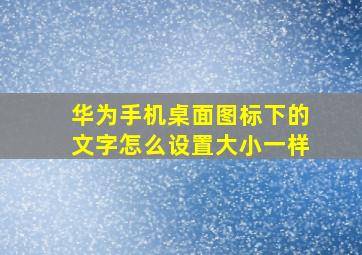 华为手机桌面图标下的文字怎么设置大小一样