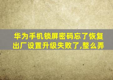 华为手机锁屏密码忘了恢复出厂设置升级失败了,整么弄