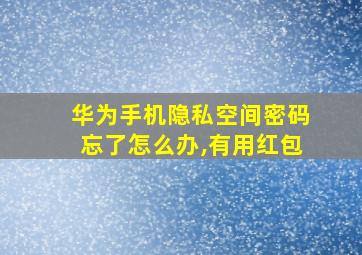 华为手机隐私空间密码忘了怎么办,有用红包