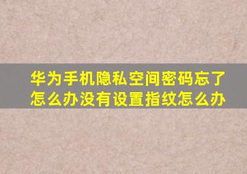 华为手机隐私空间密码忘了怎么办没有设置指纹怎么办