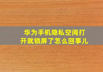 华为手机隐私空间打开就锁屏了怎么回事儿